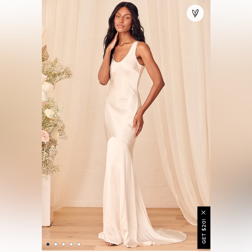 Lulu's Ivory Satin Slip Mermaid Gown - Picture 1 of 16